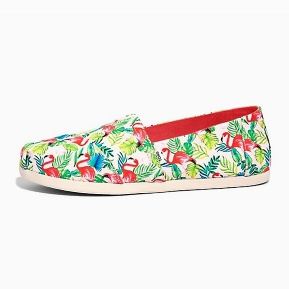 Toms Women’s Alpargata Pink Pearl Paper Source Flamingos Print Shoes Size 8 NWT - Picture 8 of 8